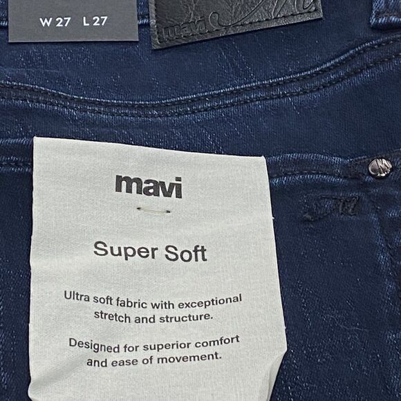 Mavi Tess High Rise Skinny Ankle Dark Wash Blue Jeans Size 27x27 Raw Hem Studded - Picture 9 of 12